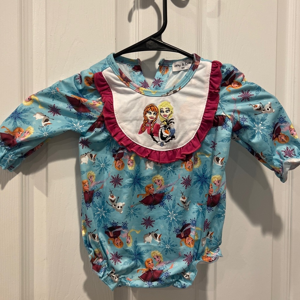 Frozen Embroidered Baby Girls Romper